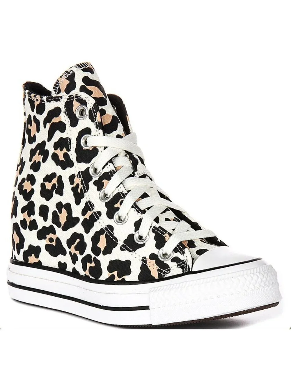 Converse  Womens Leopard Lift Platform Hi Top Sneakers Size 8.5 White SP EXC